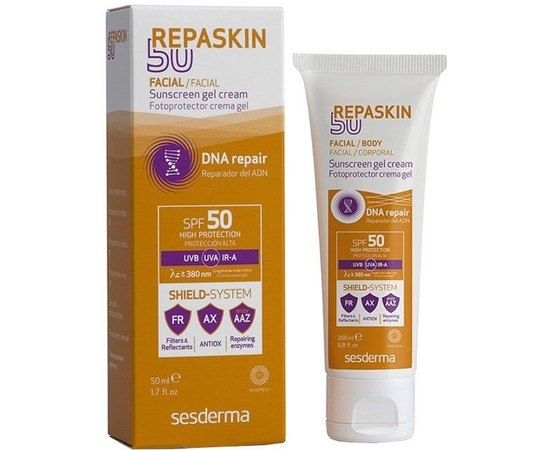 Sesderma Repaskin Facial Sunscreen gel crem SPF50 Сонцезахисний крем-гель для обличчя, 50 мл, фото 