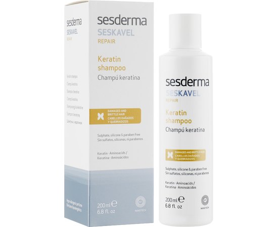 Sesderma Seskavel Repair Keratin Shampoo Відновлюючий шампунь з кератином, 200 мл, фото 