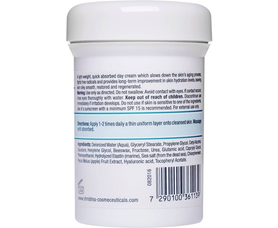 Увлажняющий крем для нормальной и сухой кожи Christina Hydrating Day Cream Green Apple + Vitamin E, 250 ml, изображение 3