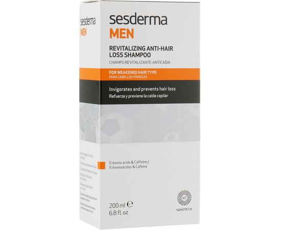 Восстанавливающий шампунь против выпадения волос Sesderma Men Revitalizing Anti-hair Loss Shampoo, 200 ml, изображение 3