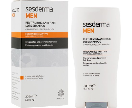 Восстанавливающий шампунь против выпадения волос Sesderma Men Revitalizing Anti-hair Loss Shampoo, 200 ml