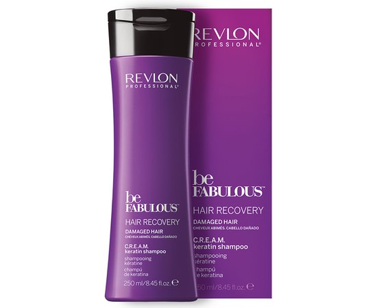 Шампунь с кератином для волос Revlon Professional Be Fabulous Recovery C.R.E.A.M. Keratin Shampoo, 250 ml, изображение 2