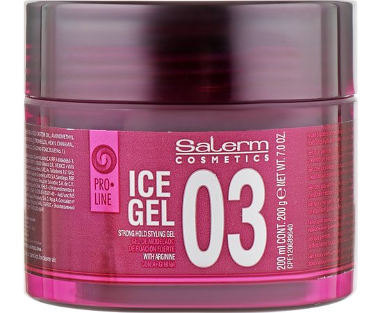 Гель для волос сильной фиксации  Salerm Pro Line Ice Gel, 200 ml