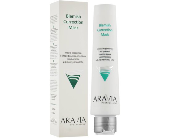 Маска-корректор против несовершенств с хлорофилл-каротиновым комплексом и Д-пантенолом 3% Aravia Professional Blemish Correction Mask, 100 ml