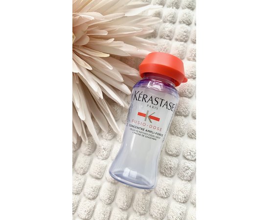 Укрепляющий уход для ослабленных волос склонных к ломкости при расчесывании Kerastase Fusio-Dose Concentre Ampli-Force, 10x12 ml, изображение 7