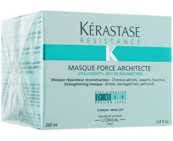 Восстанавливающая маска для сильно поврежденных волос Kerastase Force Architecte Masque, 200 ml, изображение 3 Восстанавливающая маска для сильно поврежденных волос Kerastase Force Architecte Masque, 200 ml, изображение 3