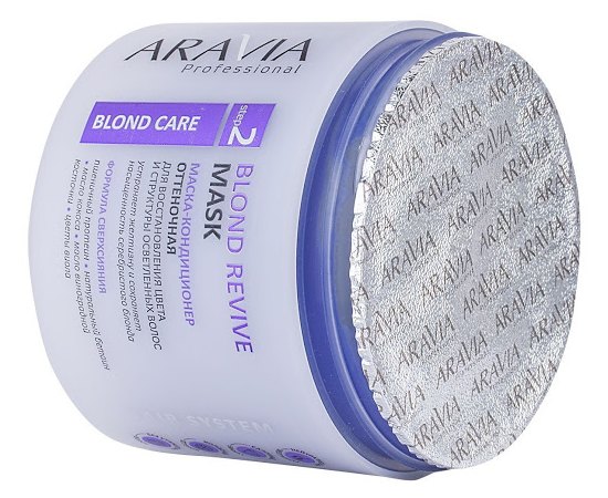 Маска-кондиционер оттеночная для восстановления цвета и структуры осветленных волос Aravia Professional Blond Revive Mask, 300 ml, изображение 3