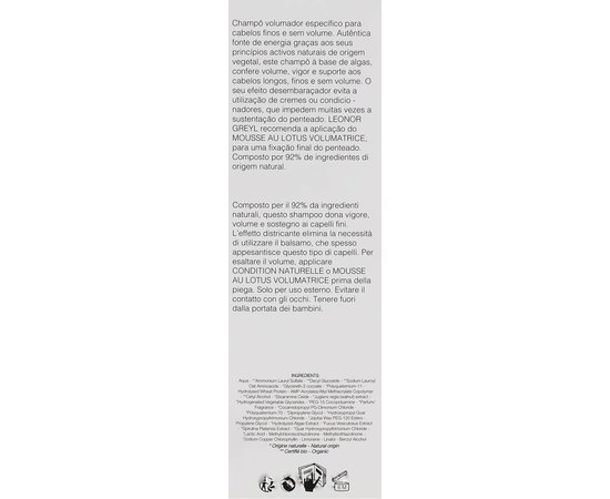 Шампунь с водорослями для придания объема Leonor Greyl Bain Volumatuer aux Algues, 200 ml, изображение 4