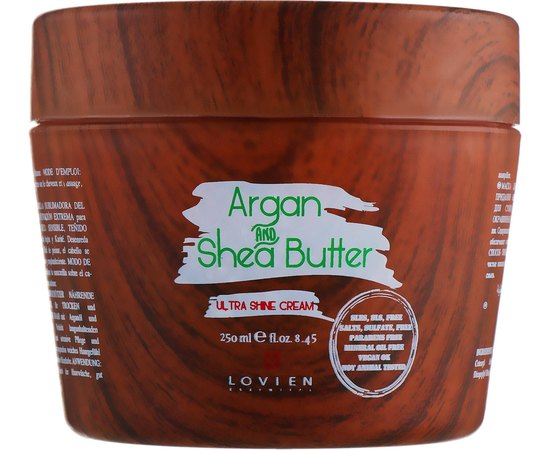 Lovien Essential Argan Oil & Shea Butter Ultra Shine Cream Маска для живлення і блиску волосся, 250 мл, фото 