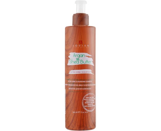 Шампунь для питания и блеска волос Lovien Essential Argan Oil&Shea Butter Ultra Shine Nourishing Shampoo, 300 ml