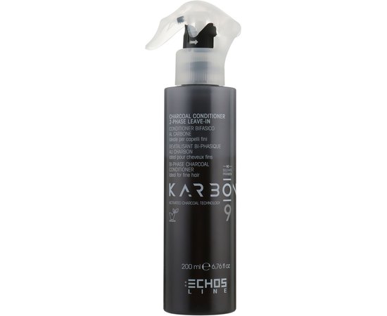 Echosline Karbon 9 Charcoal Conditioner 2 Phase Leave-In Двофазний незмивний кондиціонер для волосся з активованим вугіллям, 200 мл, фото 