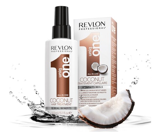 Спрей-уход для волос с ароматом кокоса Uniq One All in One Hair Treatment Coconut, изображение 4
