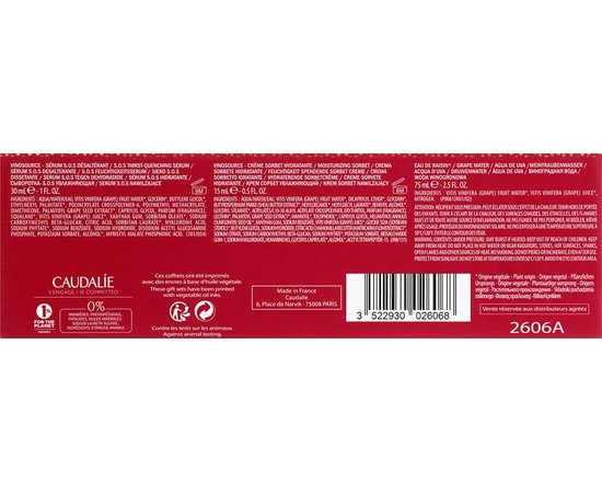 Набор для обезвоженной и чувствительной кожи Caudalie Vinosource Serum Set Natural Hydration Heroes, изображение 2