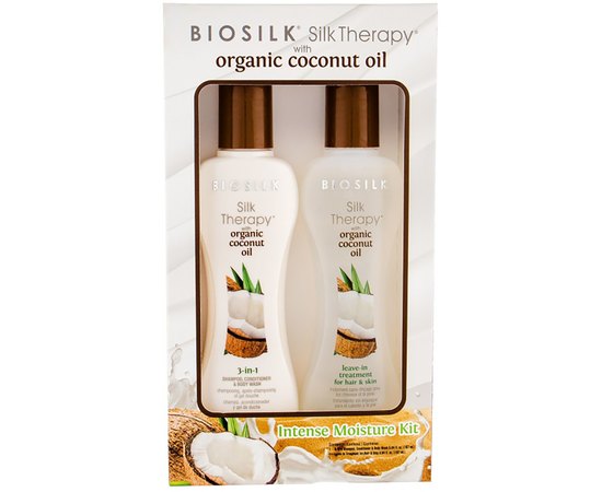 Biosilk Silk Therapy with Organic Coconut Oil Kit Набір шовкова терапія на основі кокосового масла, фото 
