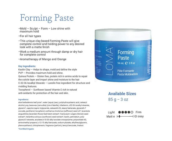 Паста формующая для волос средней фиксации Loma Forming Paste, 94 ml, изображение 3