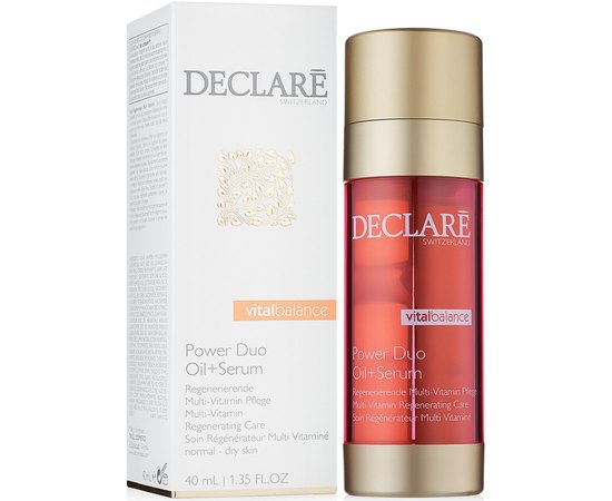 Средство масло+сыворотка двухфазное восстанавливающее Declare Power Duo Oil + Serum, тестер 2x20 ml, изображение 2