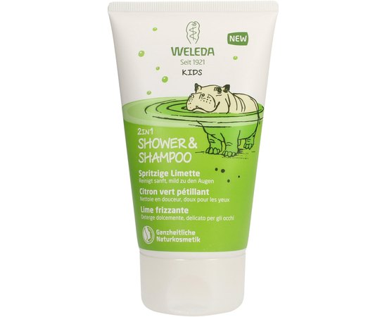 Weleda Kids 2in1 Shower & Shampoo Spritzige Limette Дитячий шампунь-гель для волосся і тіла Лайм, 150 мл, фото 