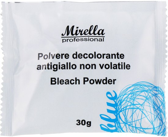 Mirella Professional Blue Bleach Powder Осветляющая антіжелтая пудра для волосся, фото 