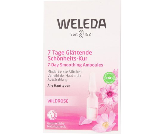 Разглаживающий концентрат с маслом розы москета Weleda Wildrose Tage Glattende Schonheits-Kur, 7x0,8 ml