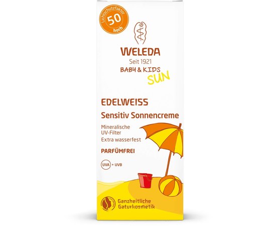 Weleda Sun Edelweiss Sensitiv Sonnencreme SPF50 Едельвейс сонцезахисний крем для чутливої шкіри, 50 мл, фото _ab__is.image_number.default