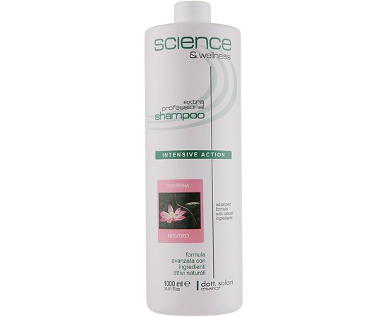 Шампунь глицериновый нейтральный для всех типов волос Dott. Solari Science & Welness Glycerin Neutral Shampoo All Types Hair, 1000 ml