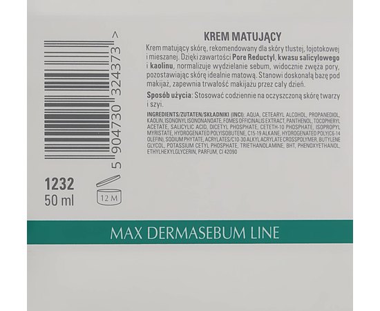 Матирующий крем Clarena Max Dermasebum Matt Cream, 50 ml, изображение 3