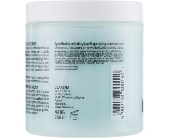 Солевой скраб для тела, рук и ног Clarena Body Slim Marine Slim Salt Peeling, 250 ml, изображение 3