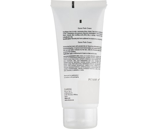 Увлажняющий крем для стоп с озонированным маслом оливок Clarena Podo Line Ozone Podo Cream, 100 ml, изображение 2