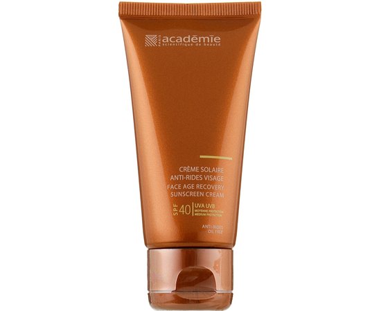 Academie Bronzecran Face Age Recovery Sunscreen Cream Сонцезахисний регенеруючий крем для обличчя SPF40, 50 мл, фото 
