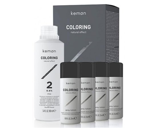 Kemon Coloring Natural Effect Grey Mousse Kit Набір для камуфляжу сивого волосся для чоловіків 4 * 25 мл + 100 мл, фото 