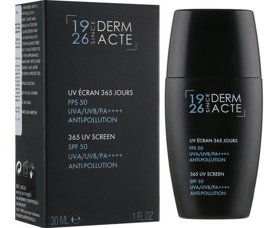 Защитный крем от загрязнений и ультрафиолета SPF50 UVA/UVB/PA+++++ Academie Derm Acte Anti-Pollution 365 UV Screen, 30 ml, изображение 2