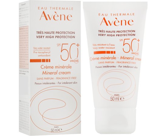 Солнцезащитный крем с минеральным экраном SPF50+ Avene Sun Very High Protection Minerale Cream, 50 ml, изображение 2