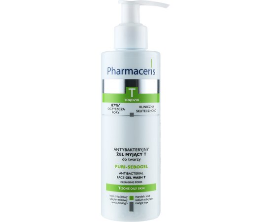 Pharmaceris T Puri-Sebogel Deep Cleansing Face Gel Антибактеріальний гель для вмивання обличчя, 190 мл, фото 