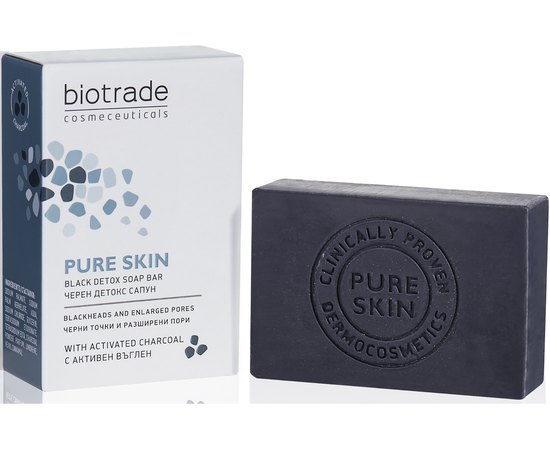 Biotrade Pure Skin Black Detox Soap Bar Мыло-детокс для кожи лица и тела с расширенными порами, 100 г