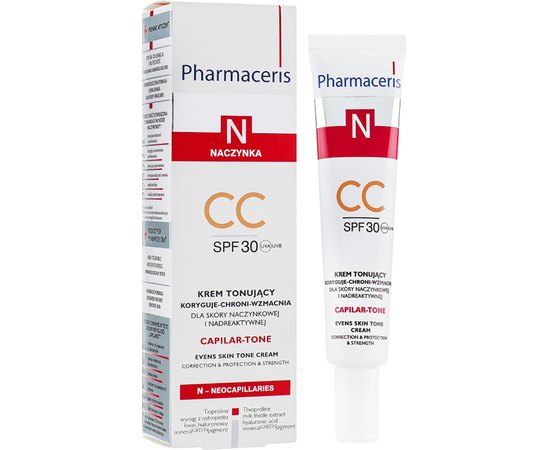 Крем для чувствительной кожи лица SPF30 Pharmaceris N Capilar-tone CC Cream, 40 ml, изображение 2