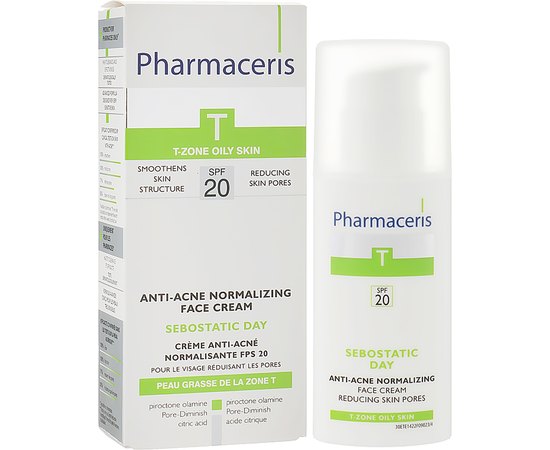 Pharmaceris T Sebostatic Anti-Acne Normalizing Face Cream SPF 20 Нормалізуючий матуючий крем проти акне, 50 мл, фото _ab__is.image_number.default