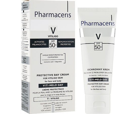 Крем защитный дневной для кожи лица и тела с Витилиго SPF 50+ Pharmaceris V Protective Cream Viti-Melo Day, 75 ml, изображение 2