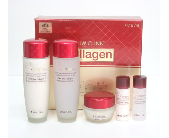 3W CLINIC Collagen Skin Care 3 Items Set Набір для обличчя з колагеном (тонік/емульсія/крем), фото 
