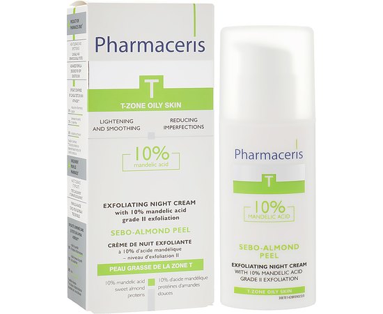 Ночной крем-пилинг с 10% миндальной кислотой Pharmaceris T Sebo-Almond-Peel 10% Exfoliting Night Cream, 50 ml, изображение 2
