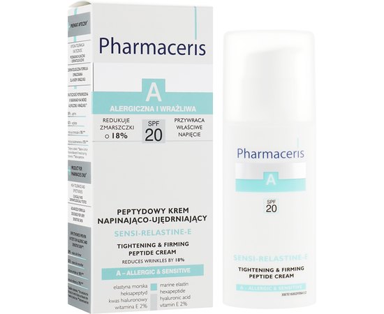 Пептидный крем повышающий тонус кожи SPF20 Pharmaceris A Sensi-Relastine-E Tightening and Firming Peptide Cream, 50 ml, изображение 2