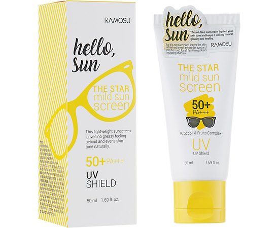 Солнцезащитный крем для лица SPF50+ PA+++ Ramosu Star Mild SunScreen, 50 ml, изображение 2