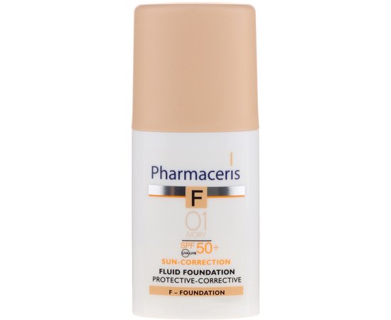 Pharmaceris F Sun-Correction Fluid Foundation SPF 50+ Захисний коригувальний тональний флюїд, 30 мл, фото 