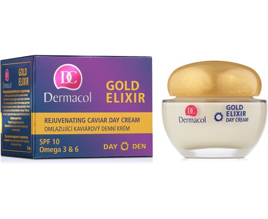Дневной крем с экстрактом икры для интенсивного омоложения Dermacol Gold Elixir Rejuvenating Caviar Day Cream, 50 ml, изображение 2