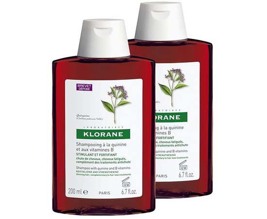 Klorane Shampoo with quinine and B vitamins Дорожній набір КЛОРАН"Шампунь з хініном дуо"klorane, 2 * 100мл, фото 