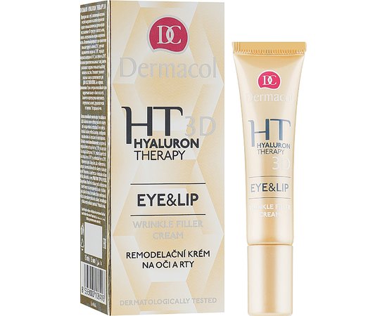 Крем для глаз и губ с чистой гиалуроновой кислотой Dermacol Hyaluron Therapy 3D Eye and Lip Wrinkle Filler Cream, 15 ml, изображение 2
