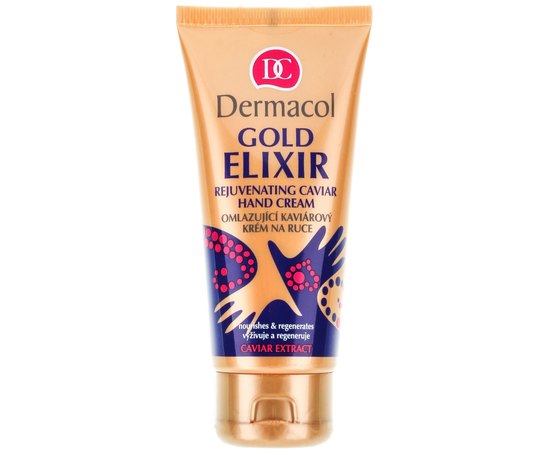 Dermacol Gold Elixir Rejuvenating Caviar Hand Cream Крем для рук і нігтів омолоджуючий з екстрактом ікри, 75 мл, фото 