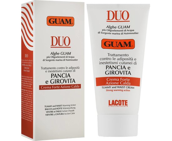 Крем для живота и талии с активным разогревающим эффектом GUAM Duo Pancia Girovita Crema Forte Azione Calda, 150 ml, изображение 2 Крем для живота и талии с активным разогревающим эффектом GUAM Duo Pancia Girovita Crema Forte Azione Calda, 150 ml, изображение 2