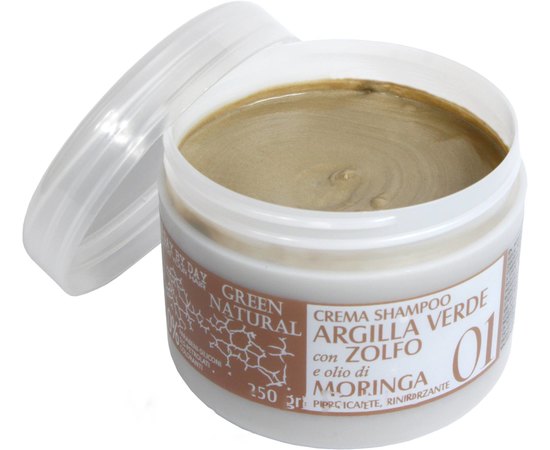 Крем-шампунь с зеленой глиной, биосерой и маслом моринги Alan Jey Green Natural Cream-Shampoo, 250 ml, изображение 2