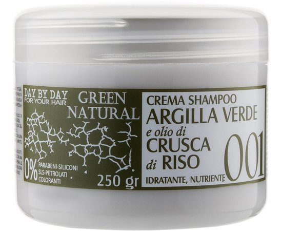 Крем-шампунь с зеленой глиной и маслом рисовых отрубей Alan Jey Green Natural Cream-Shampoo, 250 ml