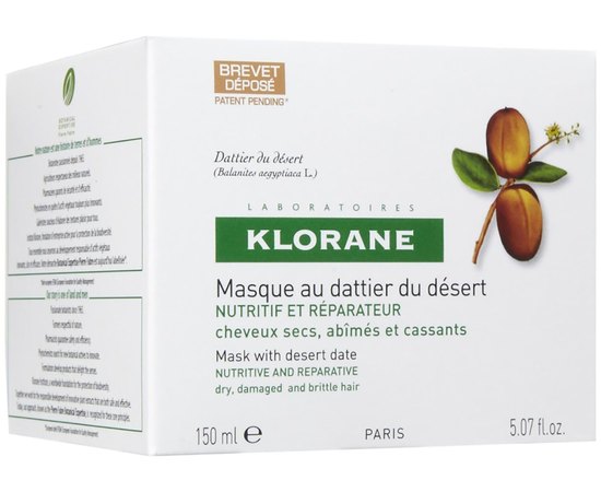 Klorane Nourishing and Repairing Mask with Desert Datte-Palm Поживно-відновлювальна маска з маслом Фініка пустельного, 150 мл, фото _ab__is.image_number.default